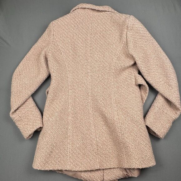 Guess Pink Boucle Double Breasted‎ Wool Pea Coat Cutaway Winter Dress Coat XS - Picture 14 of 16
